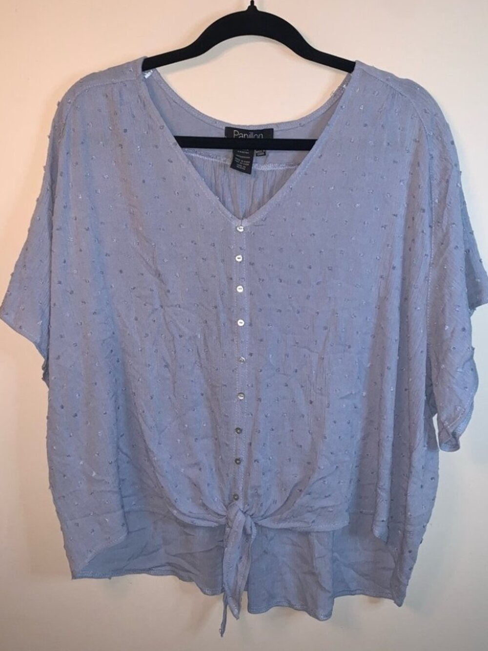 Papillon Button Tie Front Blouse L
